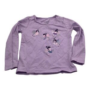 Toughskins‎ Purple Shirt Baby Girl 18M Long Sleeve Fairy Design Cotton Crew Neck